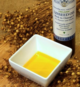 Flax Farm cold-pressed linseed oil a source of ALA omega-3 as used on the Budwig diet.